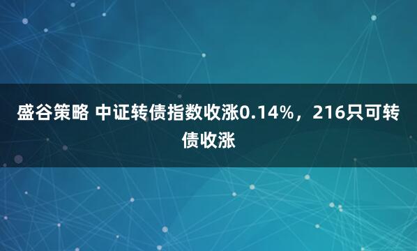 盛谷策略 中证转债指数收涨0.14%，216只可转债收涨